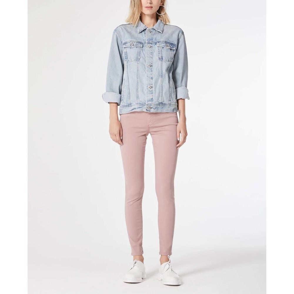 NEW AG Adriano Goldschmied Jeans Legging Ankle Super Skinny Raw Hem Pink Size 27